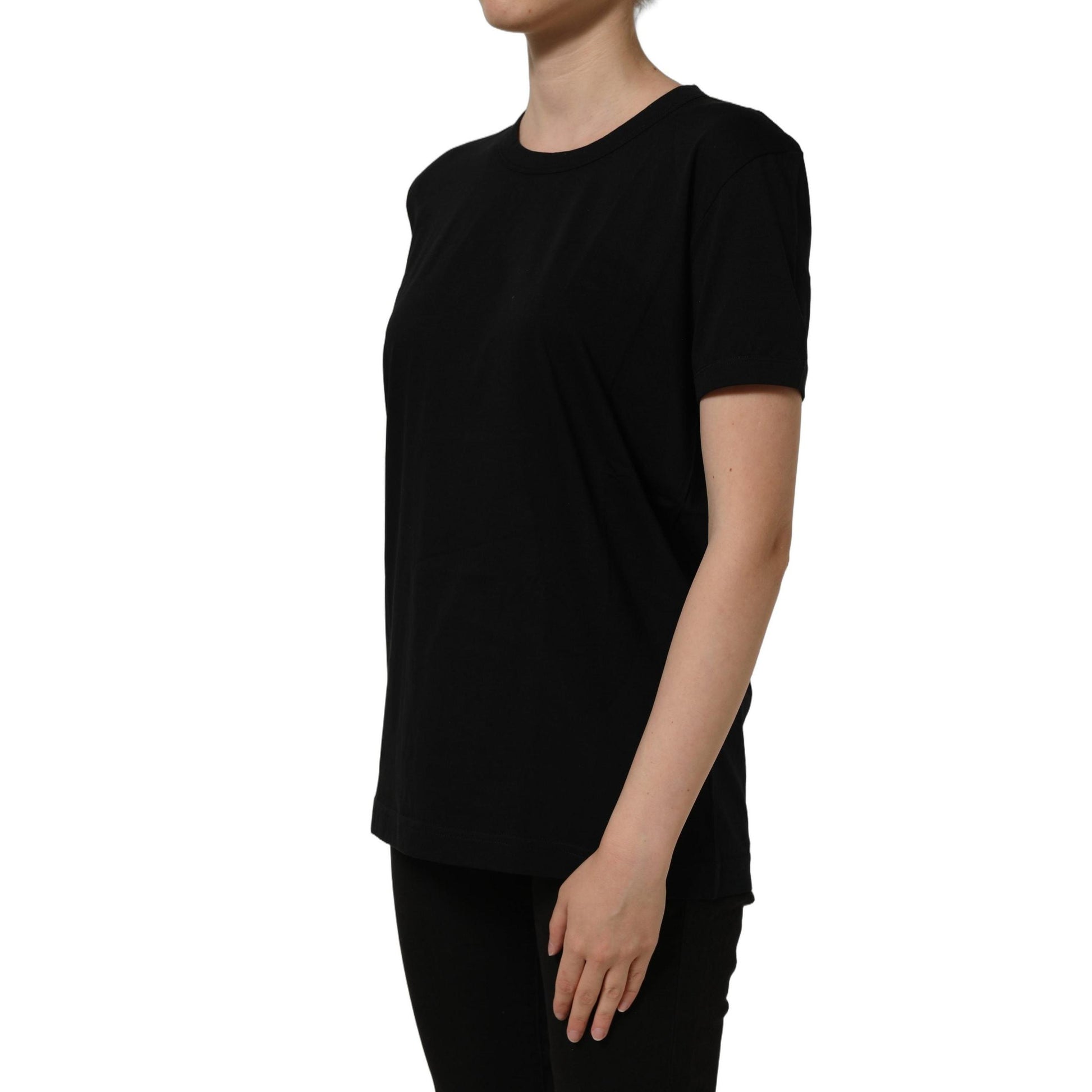 Dolce & Gabbana Black Cotton Crew Neck Short Sleeves T-shirt