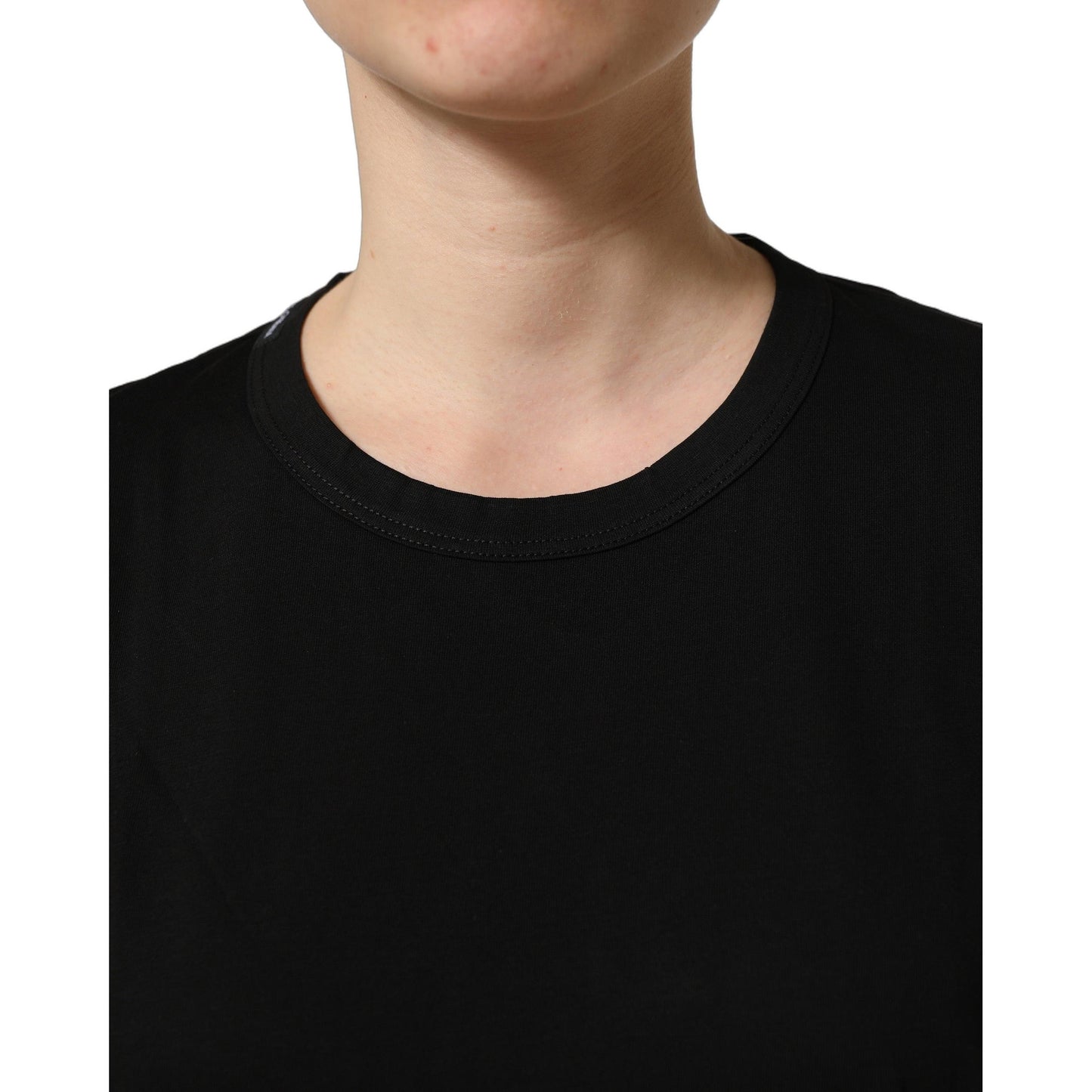 Dolce & Gabbana Black Cotton Crew Neck Short Sleeves T-shirt