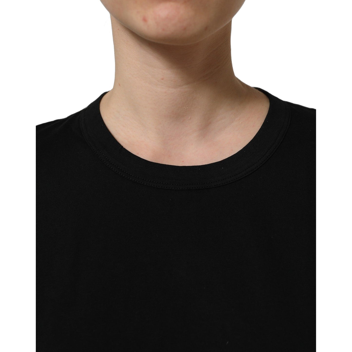 Dolce & Gabbana Black Cotton Crew Neck Short Sleeves T-shirt