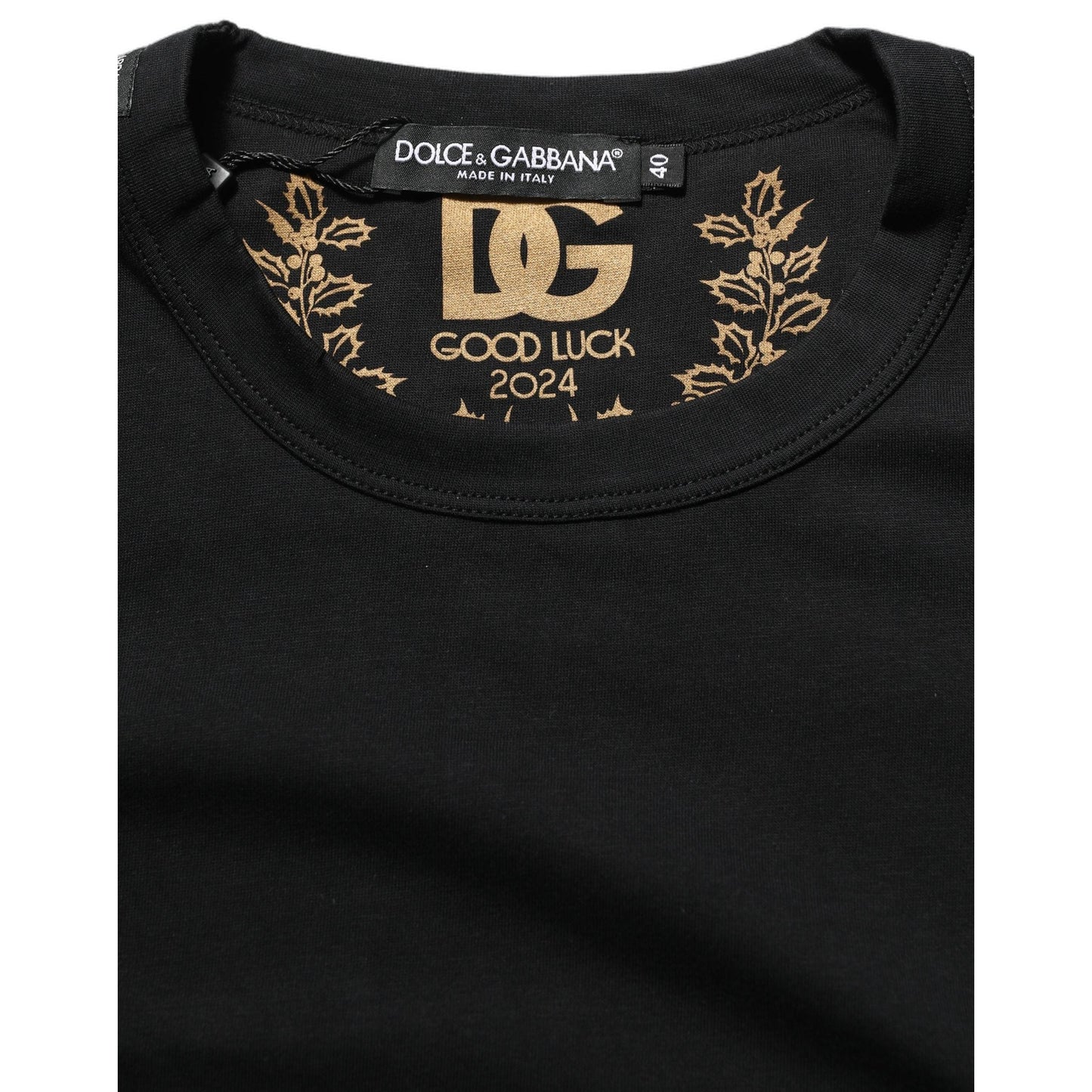 Dolce & Gabbana Black Cotton Crew Neck Short Sleeves T-shirt