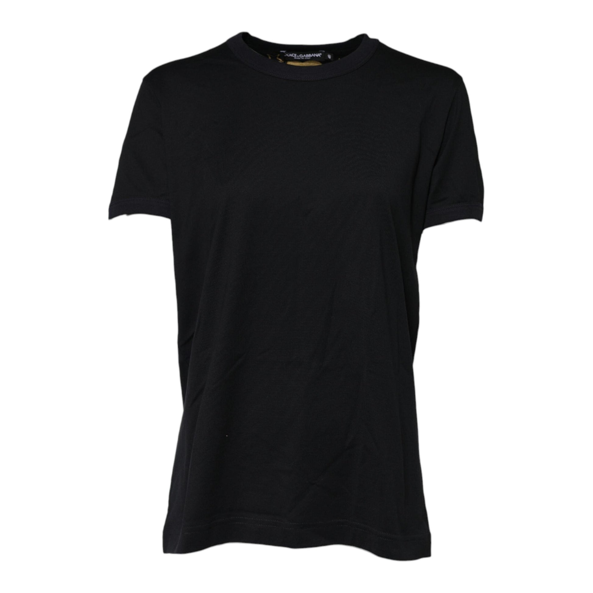 Dolce & Gabbana Black Cotton DG Print Short Sleeve Top T-shirt