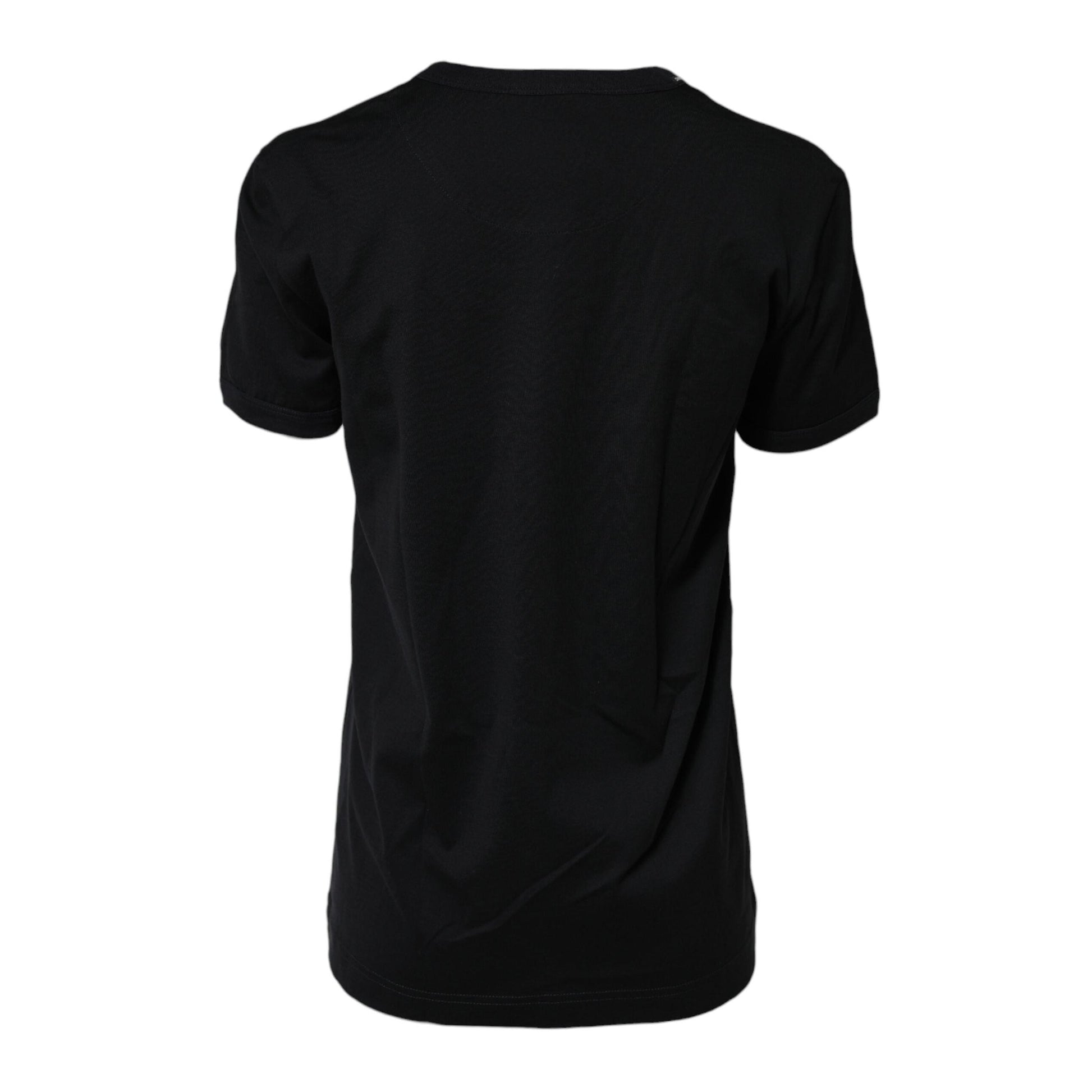 Dolce & Gabbana Black Cotton DG Print Short Sleeve Top T-shirt