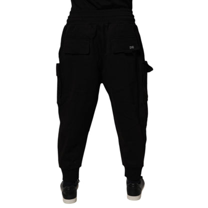Dolce & Gabbana Black Cotton Men Cargo Jogger Sweatpants Pants