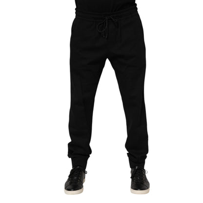 Dolce & Gabbana Black Cotton Men Jogger Sweatpants Pants