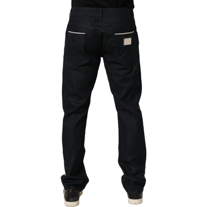 Dolce & Gabbana Black Cotton Mid Waist Classic Men Denim Jeans