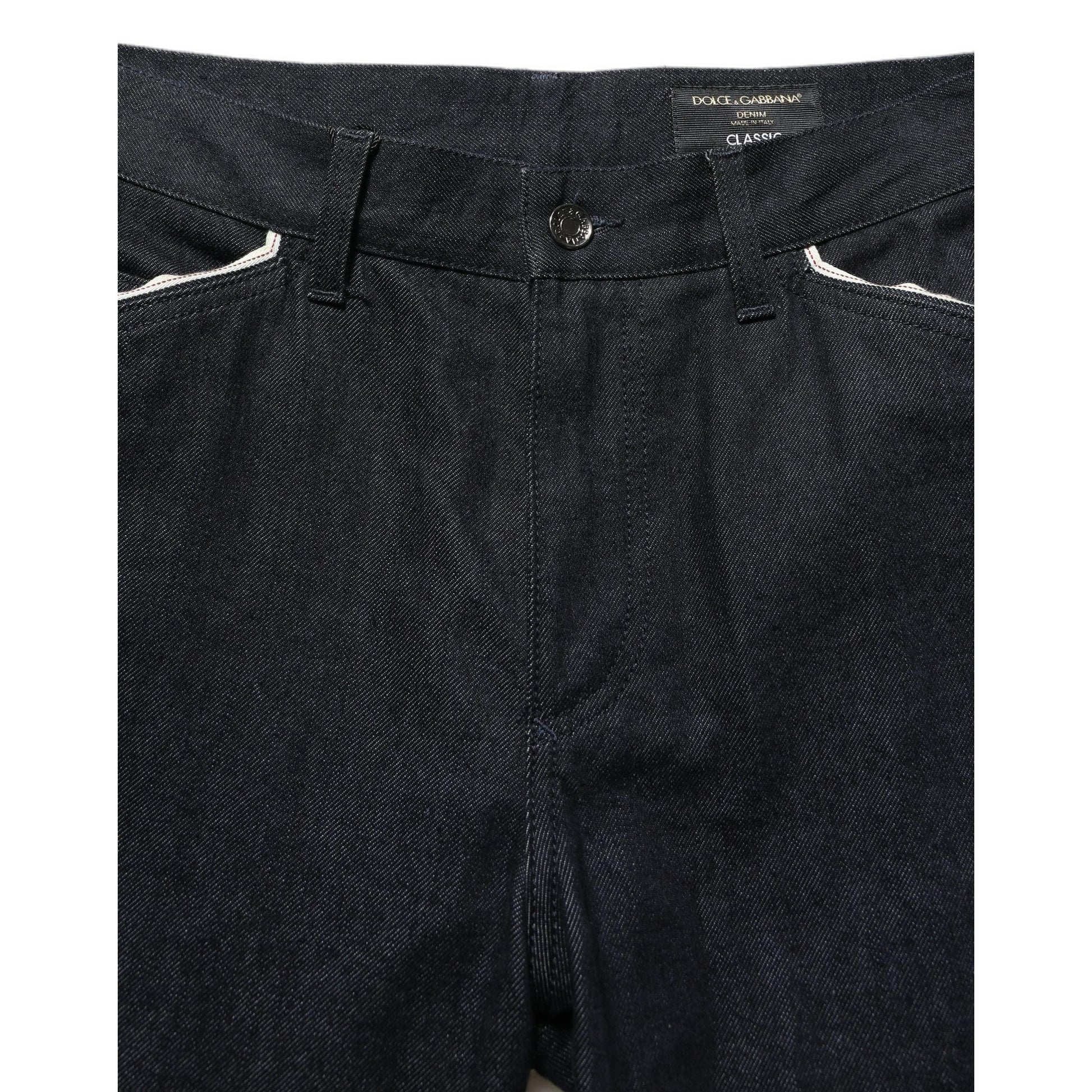 Dolce & Gabbana Black Cotton Mid Waist Classic Men Denim Jeans