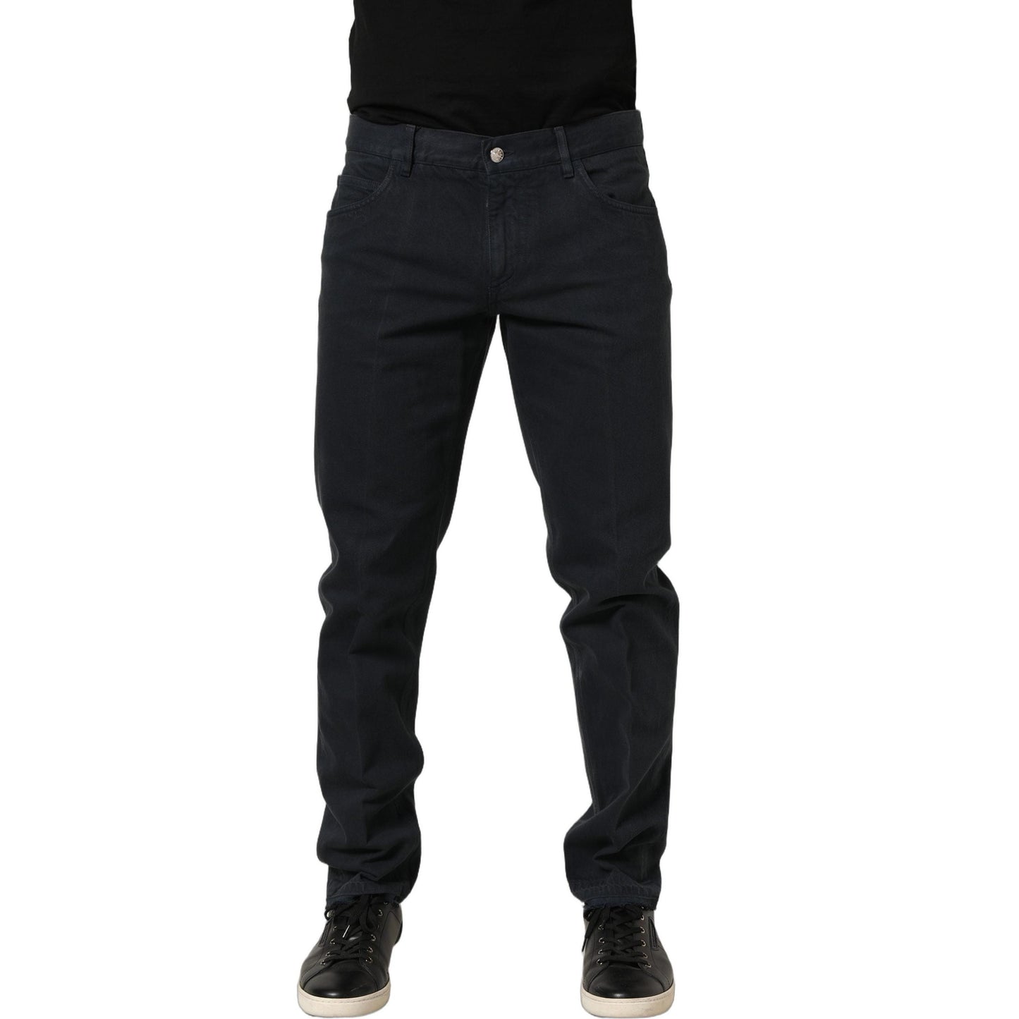 Dolce & Gabbana Black Cotton Mid Waist Skinny Men Denim Jeans