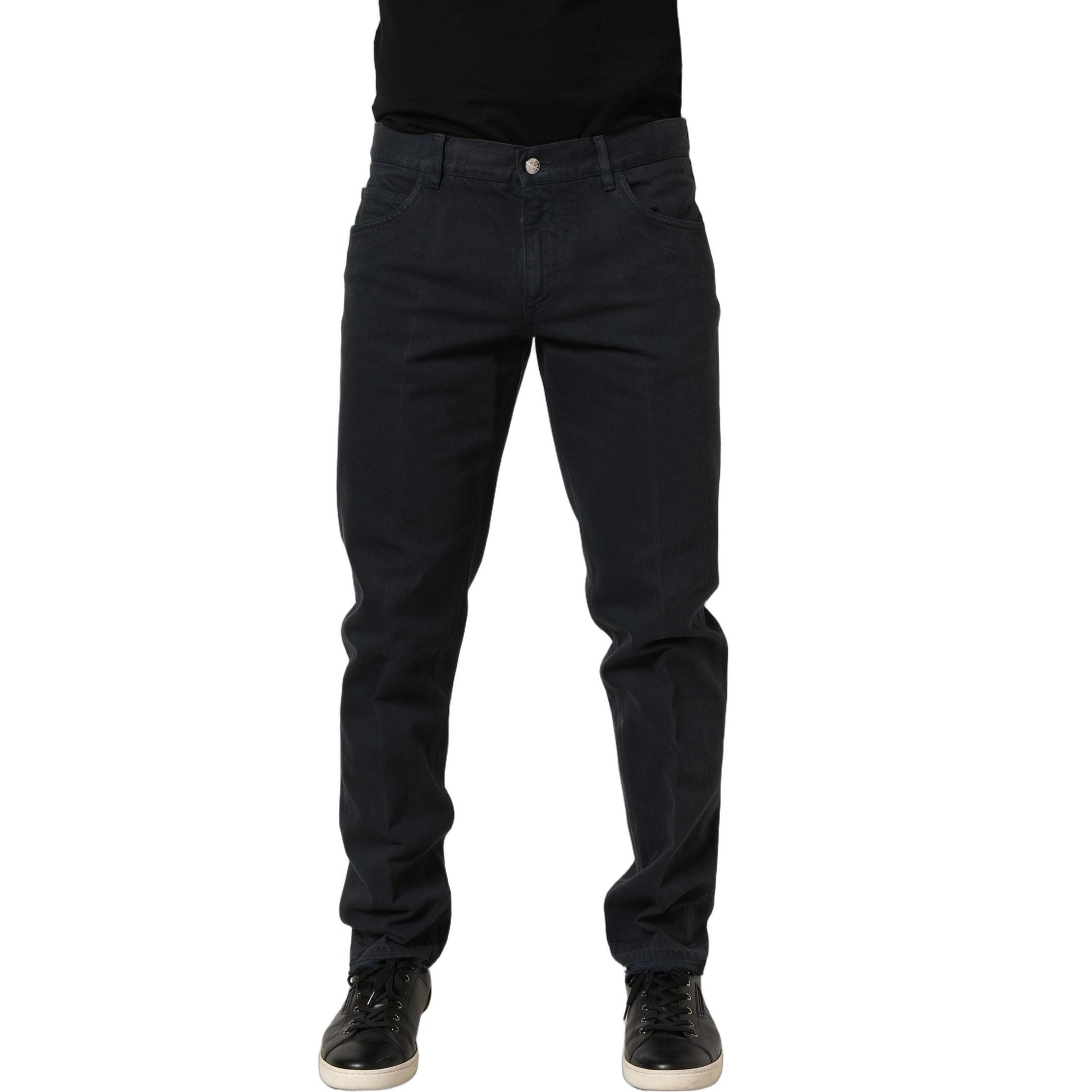 Dolce & Gabbana Black Cotton Mid Waist Skinny Men Denim Jeans