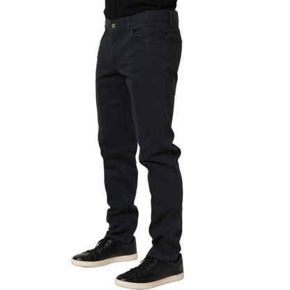 Dolce & Gabbana Black Cotton Mid Waist Skinny Men Denim Jeans