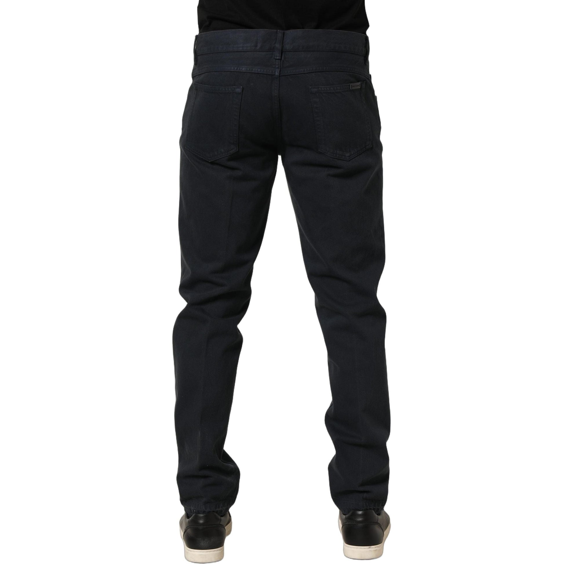 Dolce & Gabbana Black Cotton Mid Waist Skinny Men Denim Jeans