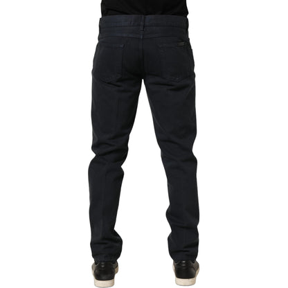 Dolce & Gabbana Black Cotton Mid Waist Skinny Men Denim Jeans