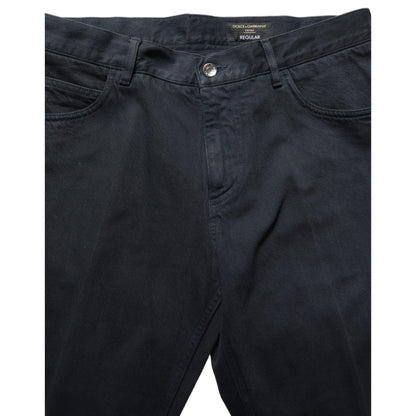 Dolce & Gabbana Black Cotton Mid Waist Skinny Men Denim Jeans