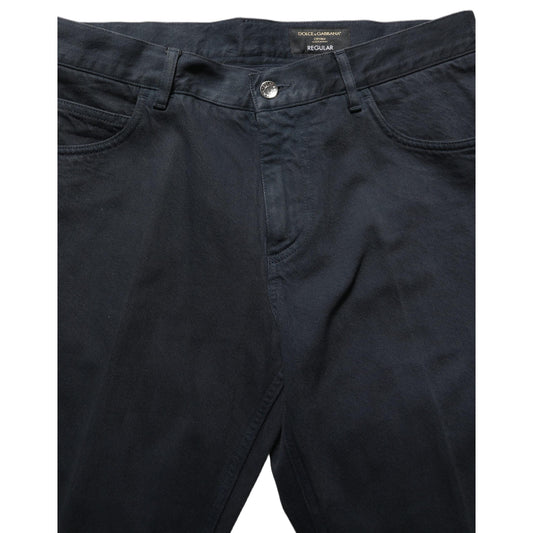 Dolce & Gabbana Black Cotton Mid Waist Skinny Men Denim Jeans