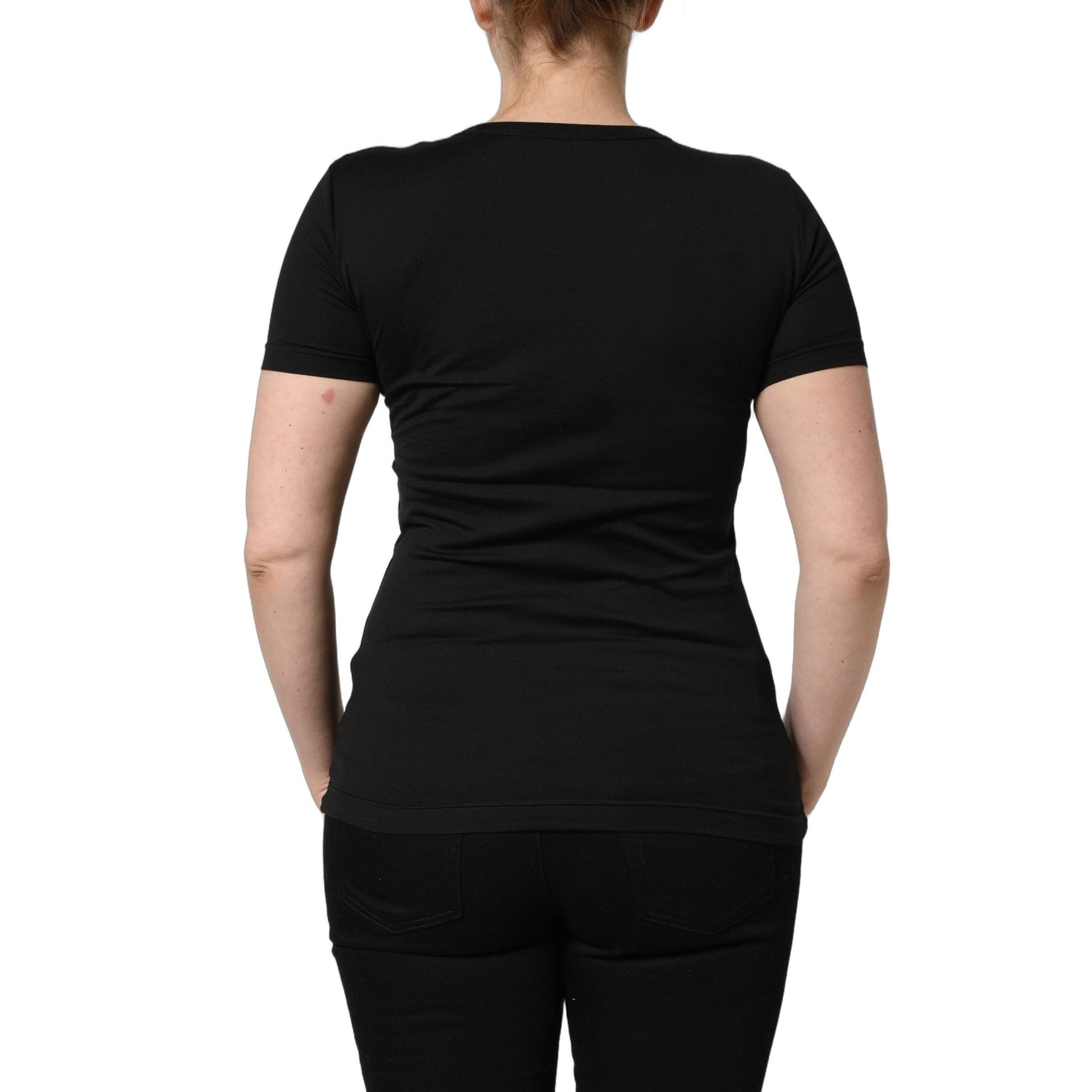Dolce & Gabbana Black Cotton Round Neck Short Sleeve T-shirt