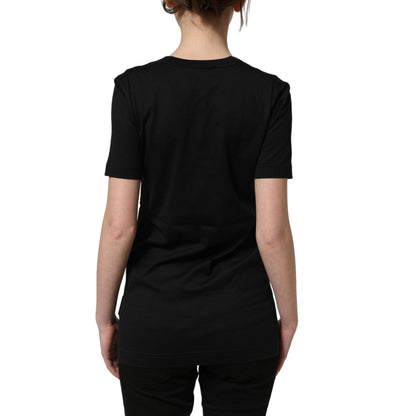 Dolce & Gabbana Black Cotton Short Sleeves Crew Neck T-shirt