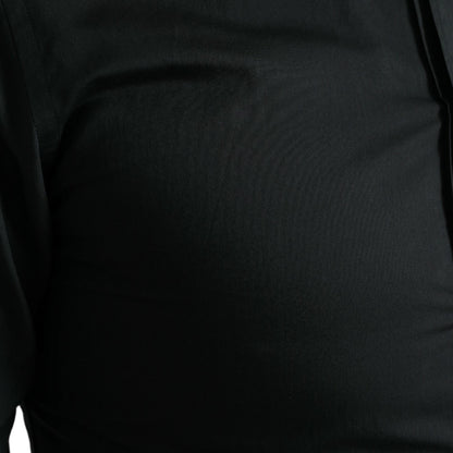 Dolce & Gabbana Black Cotton Silk Formal GOLD Dress Shirt