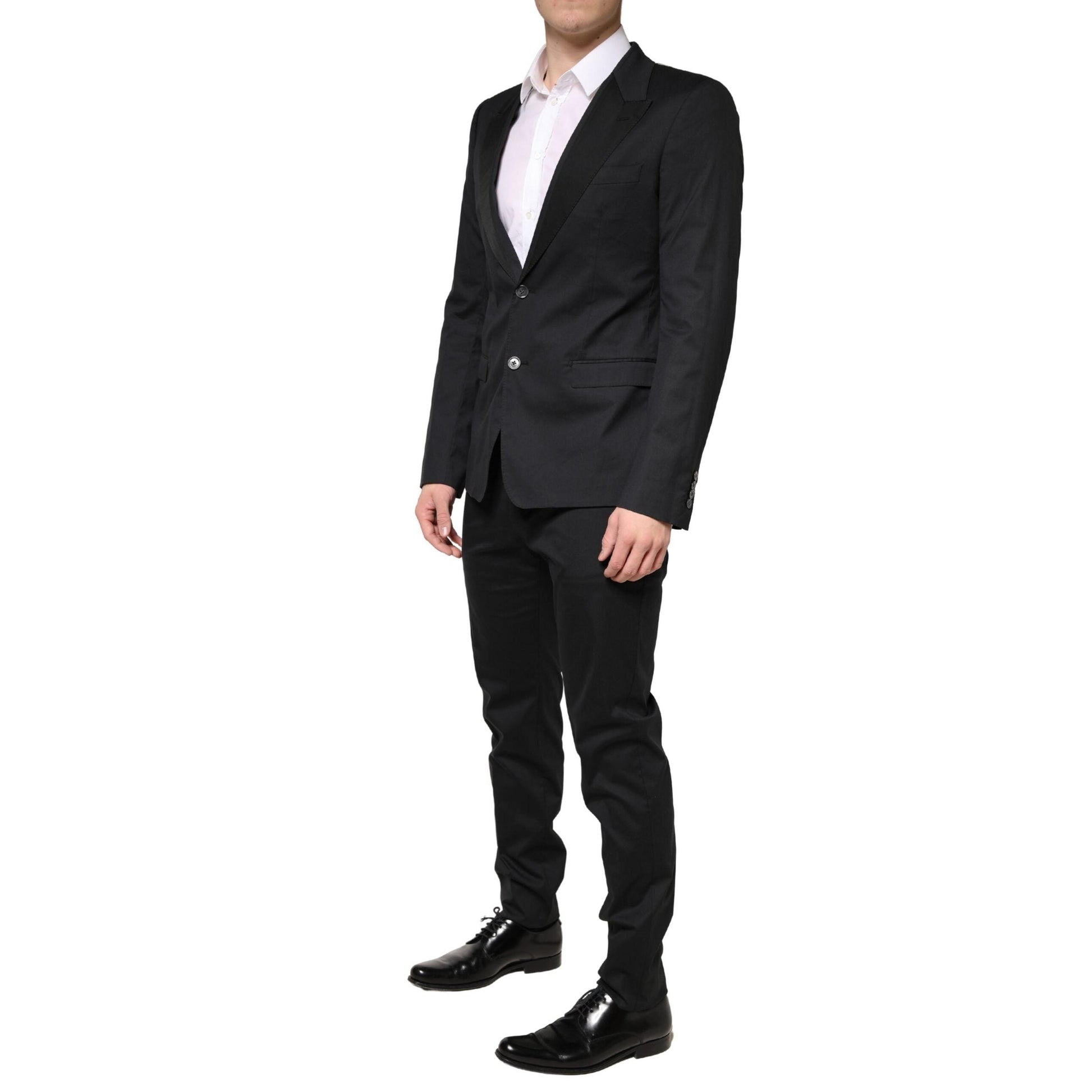 Dolce & Gabbana Black Cotton Single Breasted 2 Piece Suit