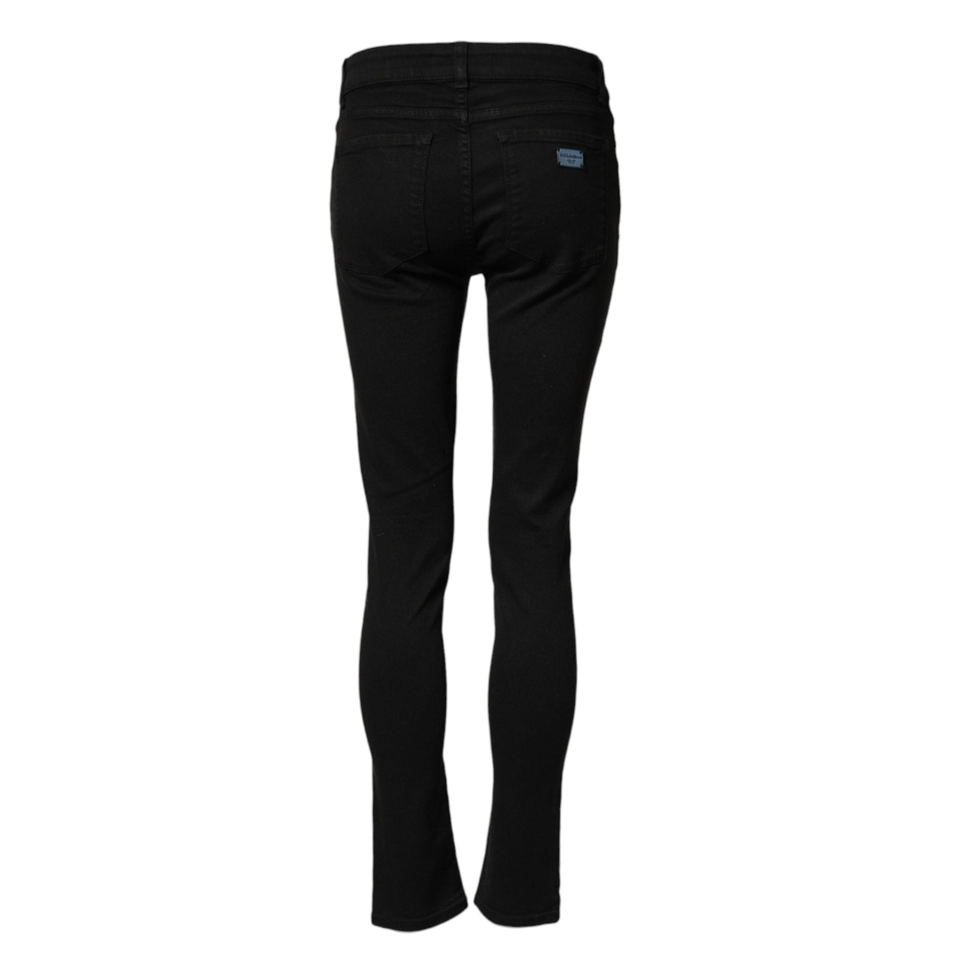 Dolce & Gabbana Black Cotton Skinny Mid Waist Denim Jeans