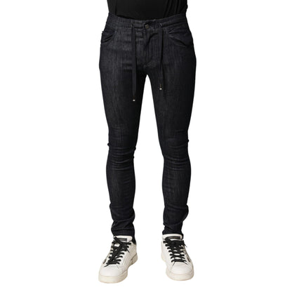 Dolce & Gabbana Black Cotton Stretch Skinny Denim Men Jeans
