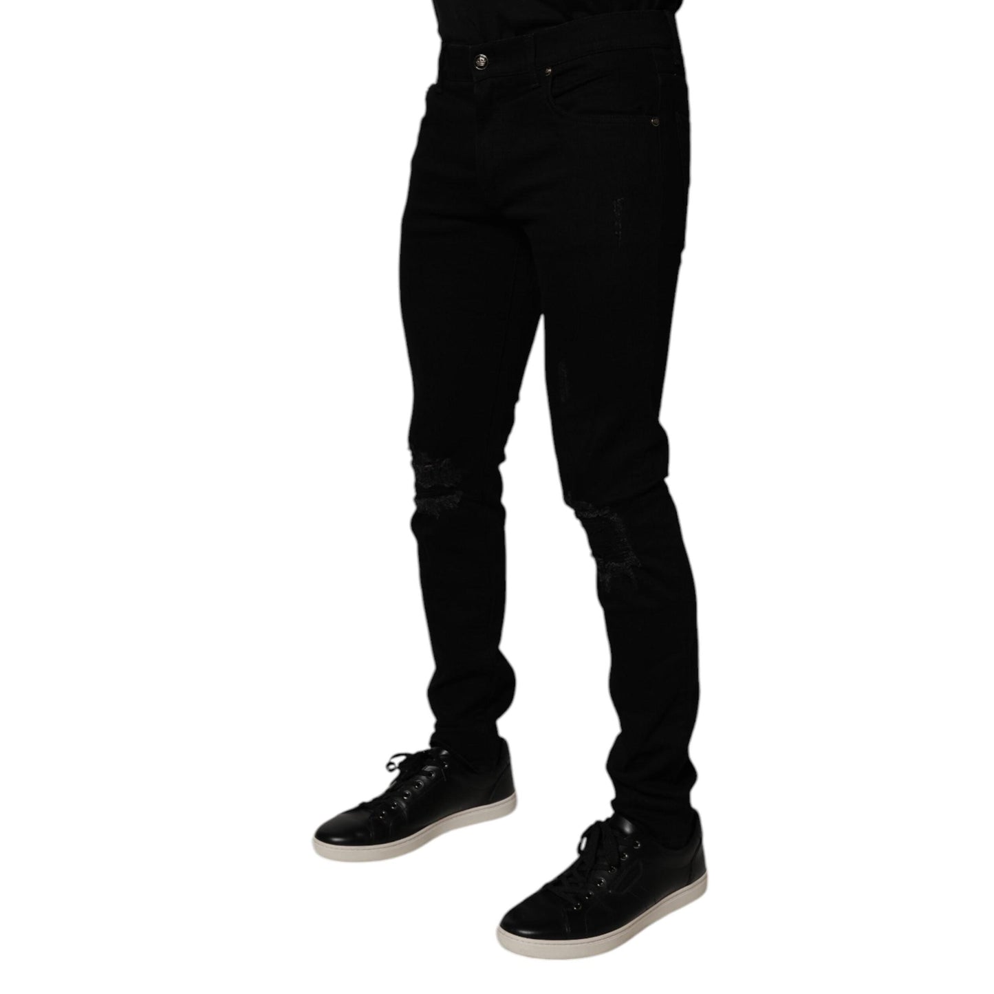 Dolce & Gabbana Black Cotton Stretch Skinny Men Denim Jeans