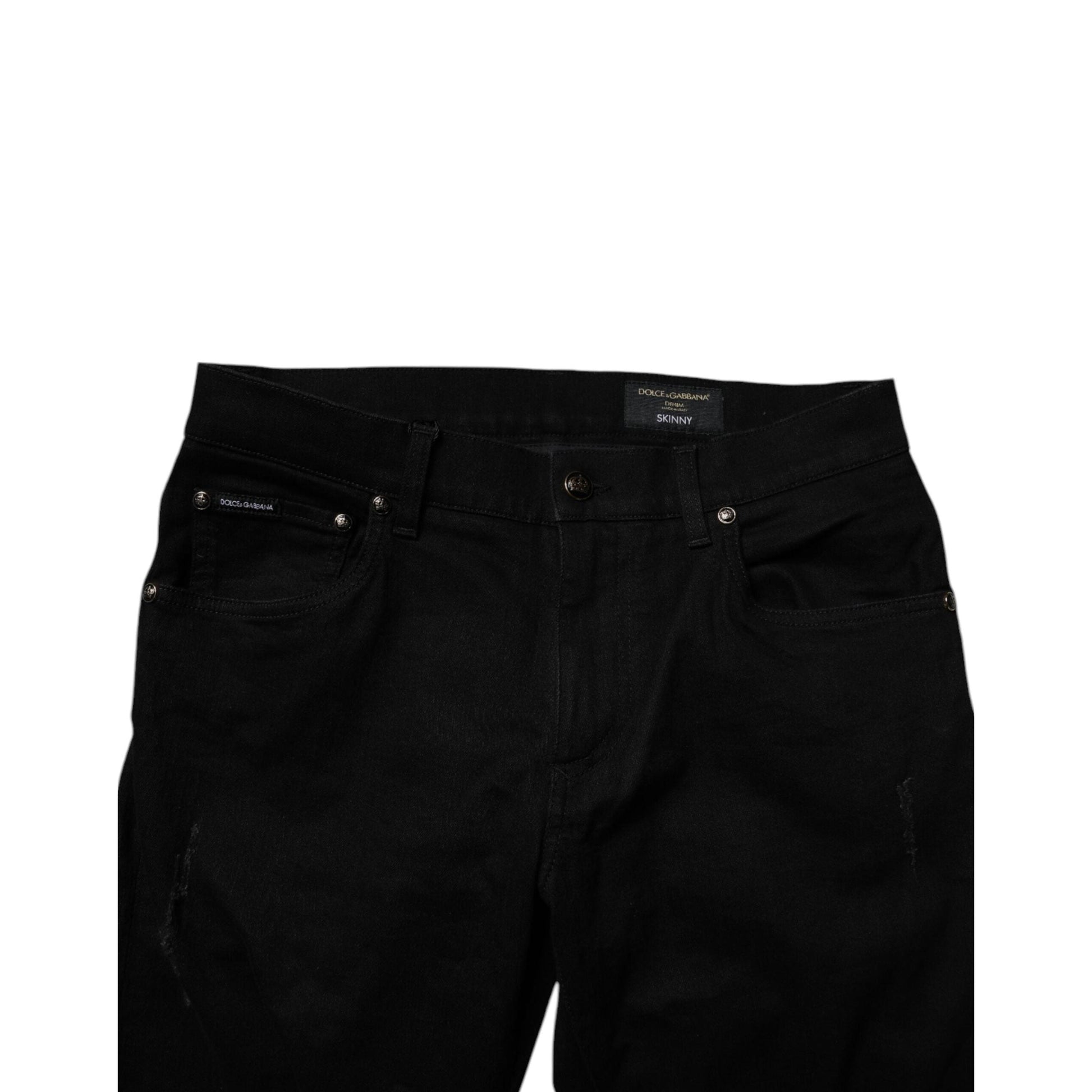 Dolce & Gabbana Black Cotton Stretch Skinny Men Denim Jeans