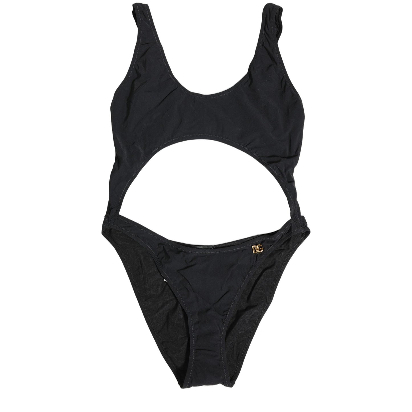 Dolce & Gabbana Black Cutout Logo One Piece Swimsuit Swimwear