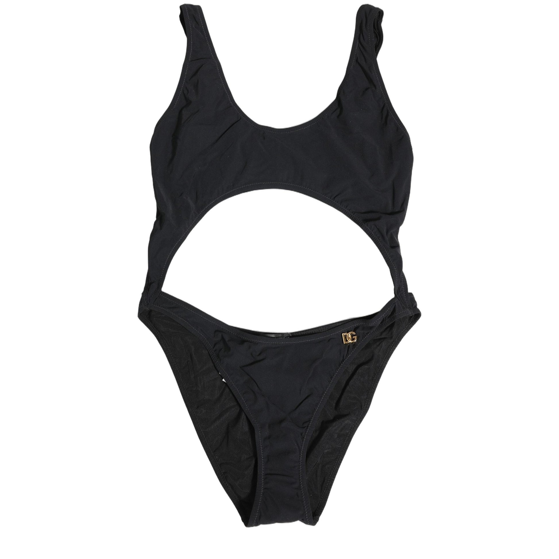Dolce & Gabbana Black Cutout Logo One Piece Swimsuit Swimwear