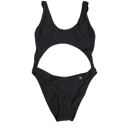 Dolce & Gabbana Black Cutout Logo One Piece Swimsuit Swimwear