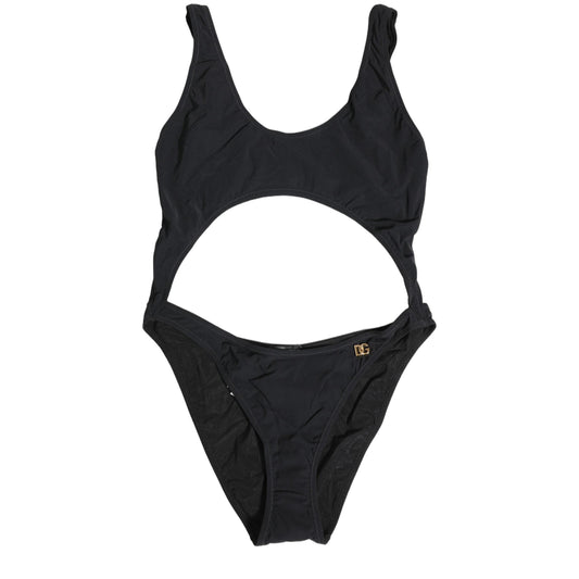 Dolce & Gabbana Black Cutout Logo One Piece Swimsuit Swimwear