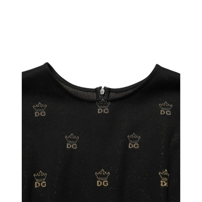 Dolce & Gabbana Black DG Crown Short-Sleeve Sheath Dress