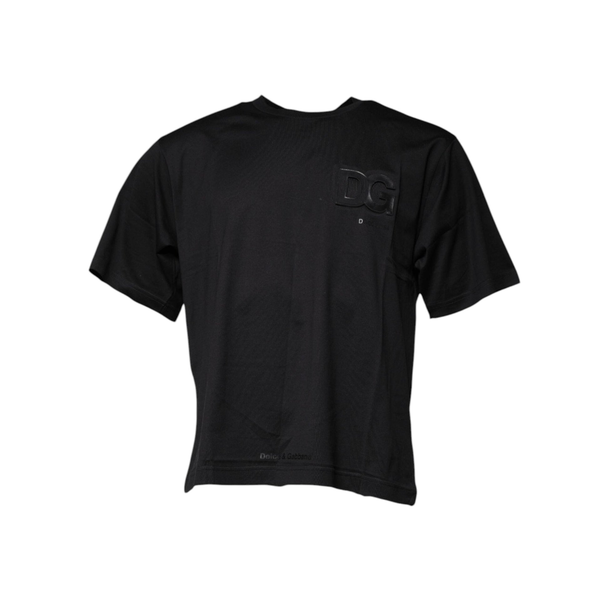 Dolce & Gabbana Black DG Logo Print Cotton Crew Neck T-shirt