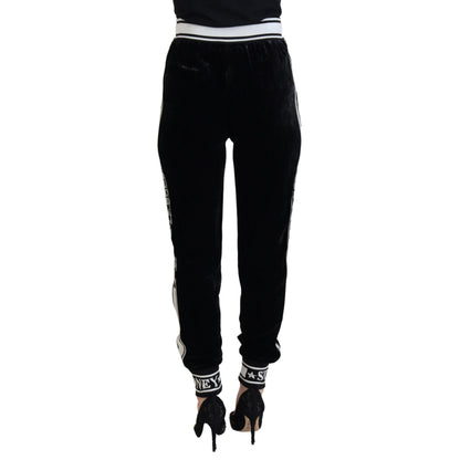 Dolce & Gabbana Black DG Logo Velvet Trouser Pants