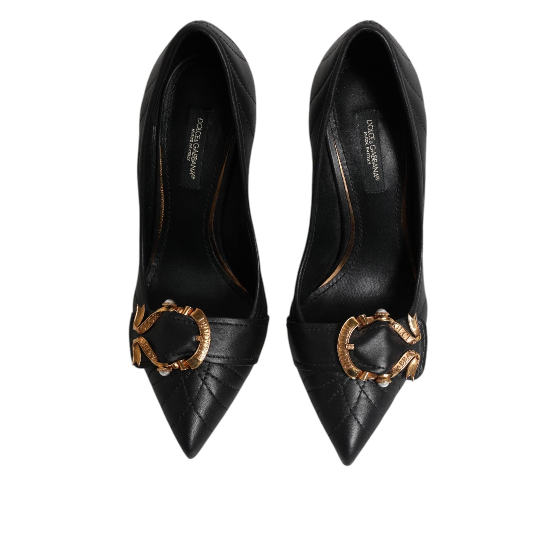 Dolce & Gabbana Black Devotion Leather Heels Pumps Shoes