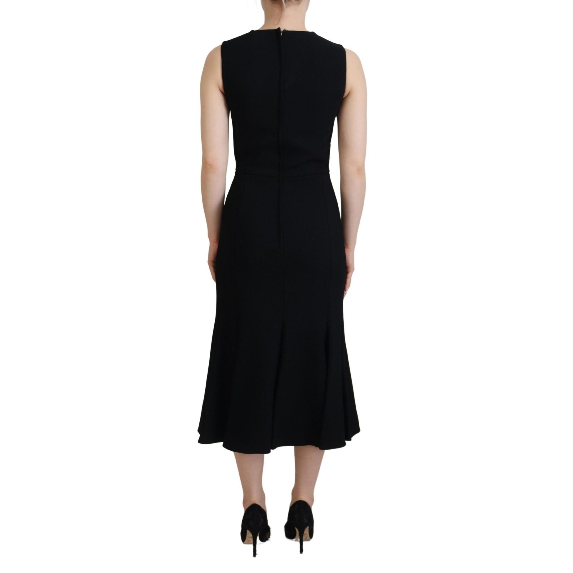 Dolce & Gabbana Black Dress Sheath Flare Viscose Dress