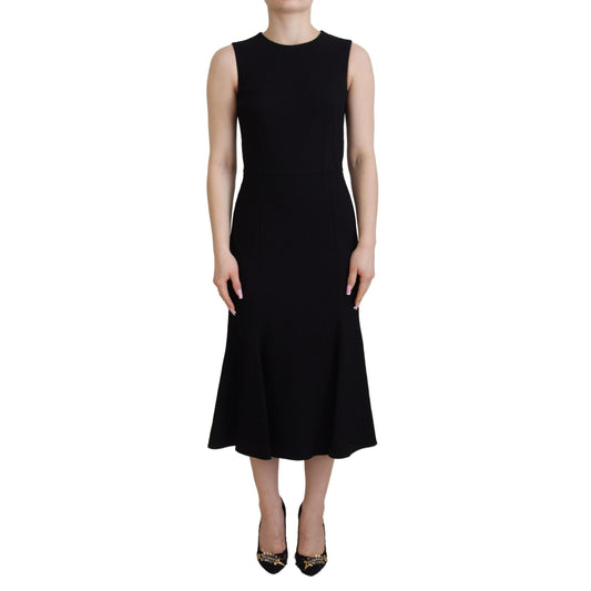 Dolce & Gabbana Black Dress Sheath Flare Viscose Dress