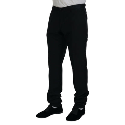 Dolce & Gabbana Black Dress Wool Silk Trouser Pants