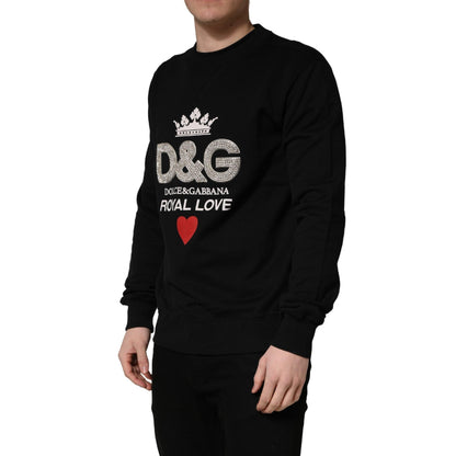 Dolce & Gabbana Black Embellished Cotton Sweatshirt Sweater