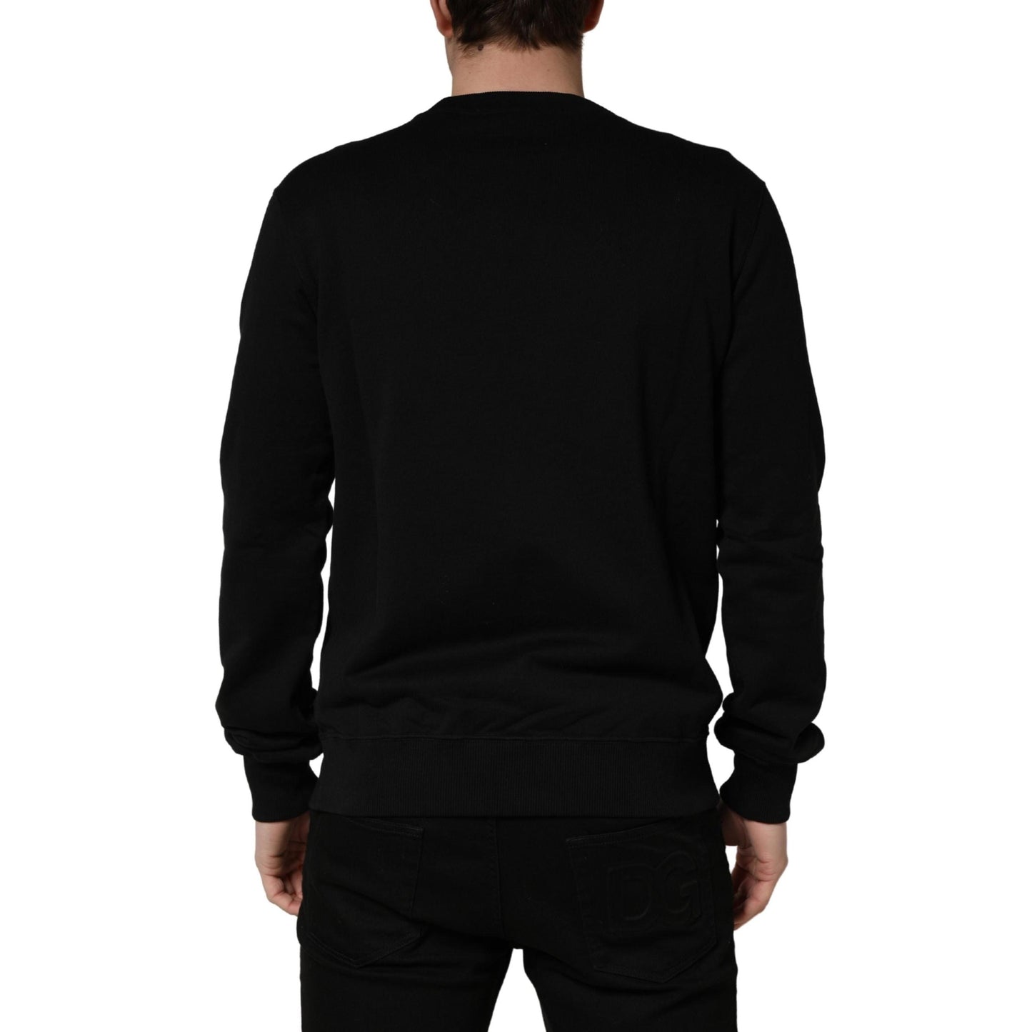 Dolce & Gabbana Black Embellished Cotton Sweatshirt Sweater