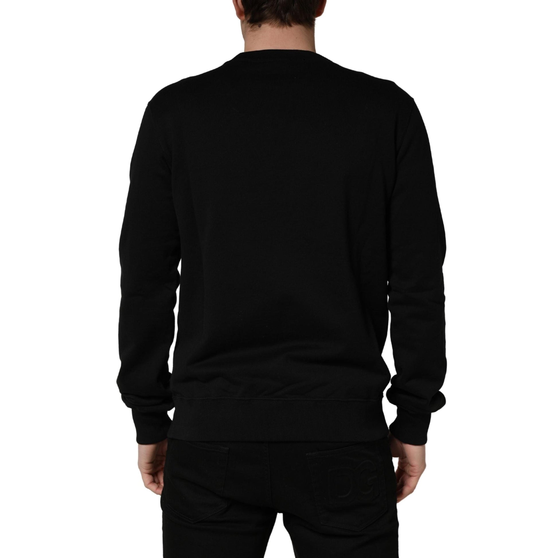 Dolce & Gabbana Black Embellished Cotton Sweatshirt Sweater