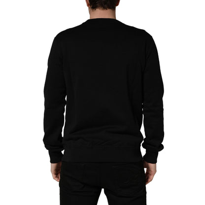 Dolce & Gabbana Black Embellished Cotton Sweatshirt Sweater
