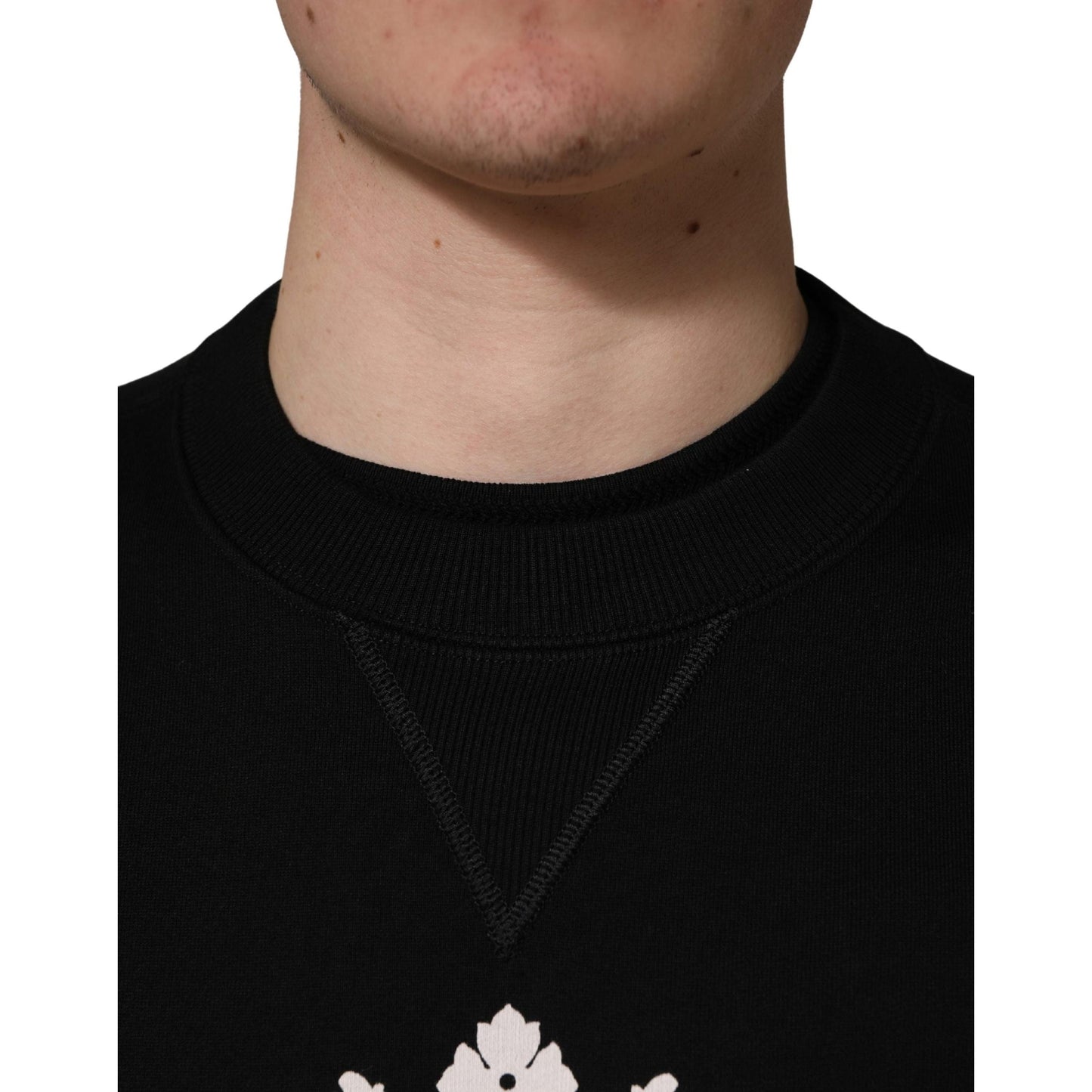 Dolce & Gabbana Black Embellished Cotton Sweatshirt Sweater