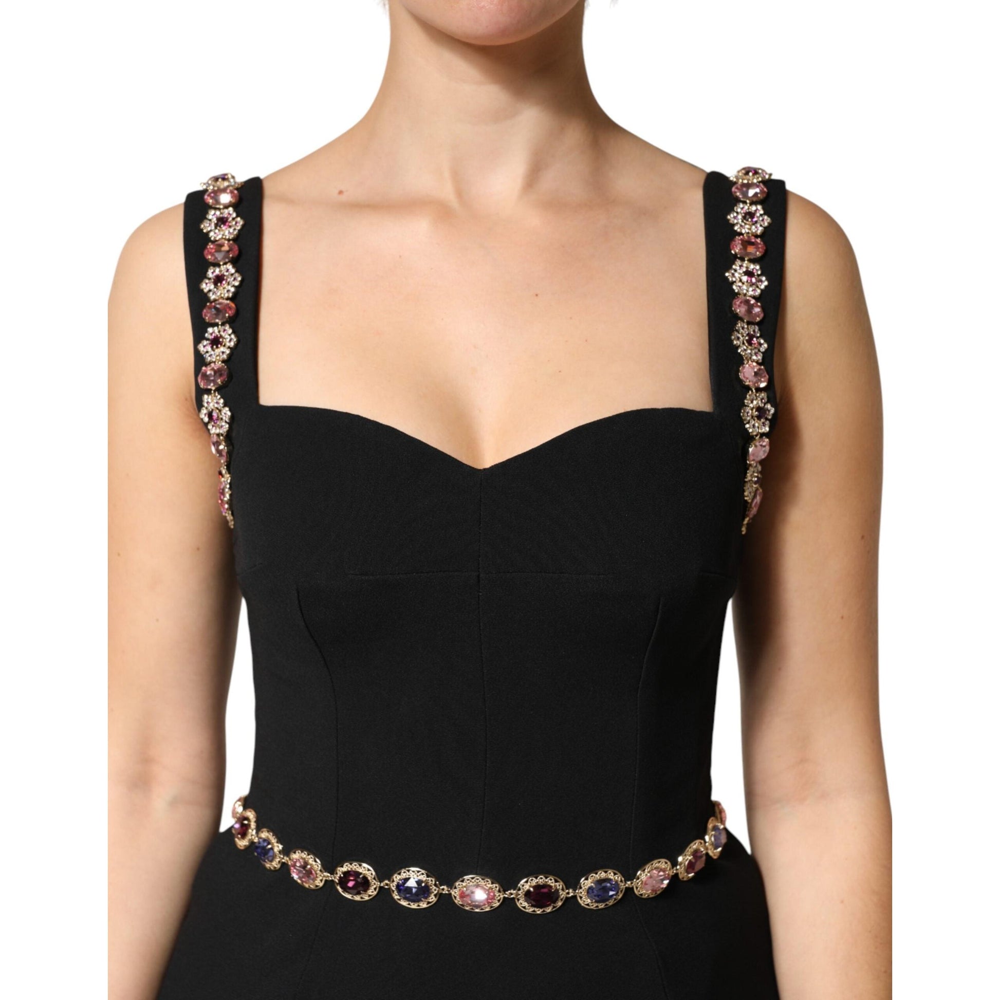 Dolce & Gabbana Black Embellished Sheath MermaidGown Dress