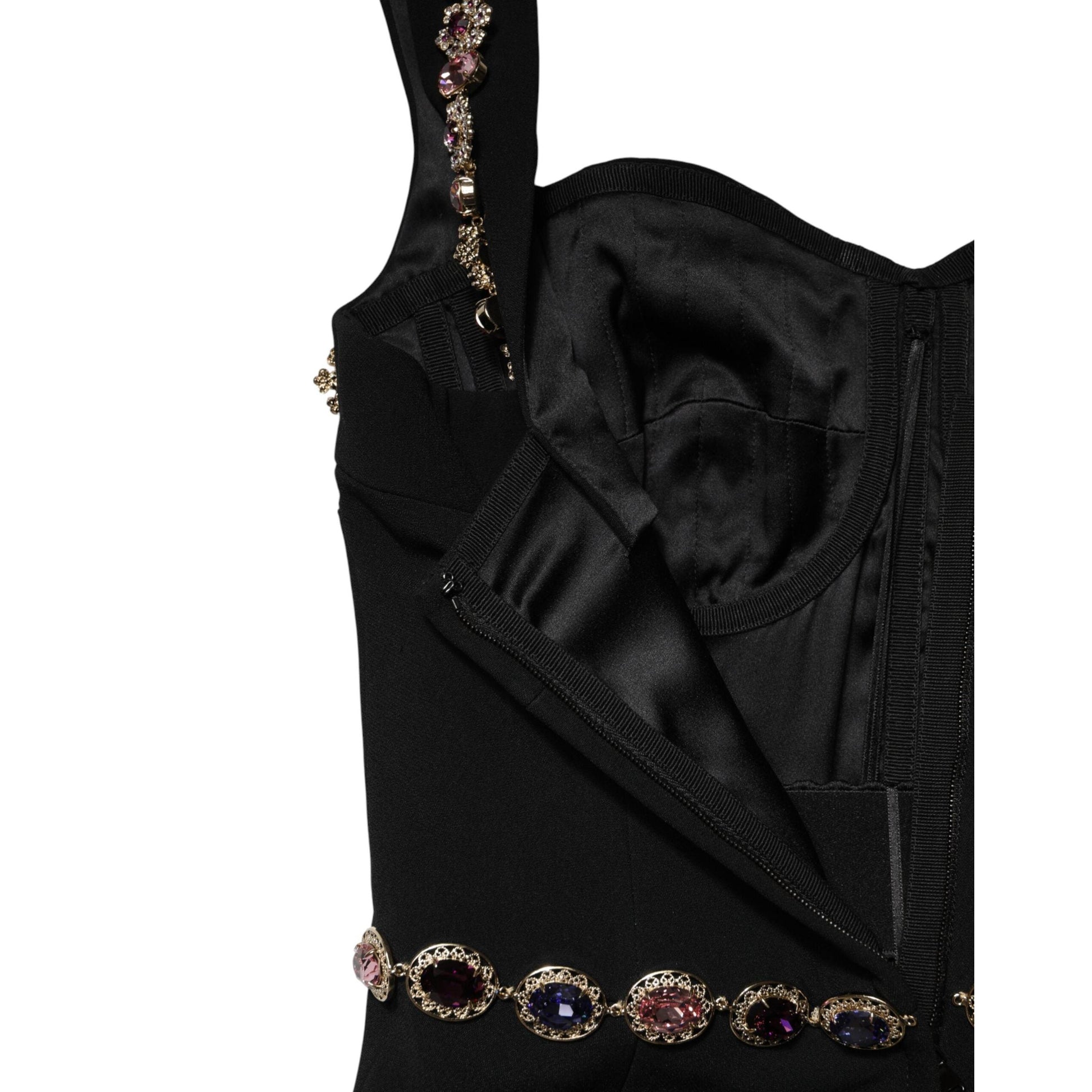 Dolce & Gabbana Black Embellished Sheath MermaidGown Dress
