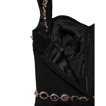 Dolce & Gabbana Black Embellished Sheath MermaidGown Dress