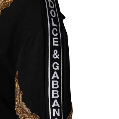 Dolce & Gabbana Black Embroidered Tassel Hooded Sweatshirt Sweater