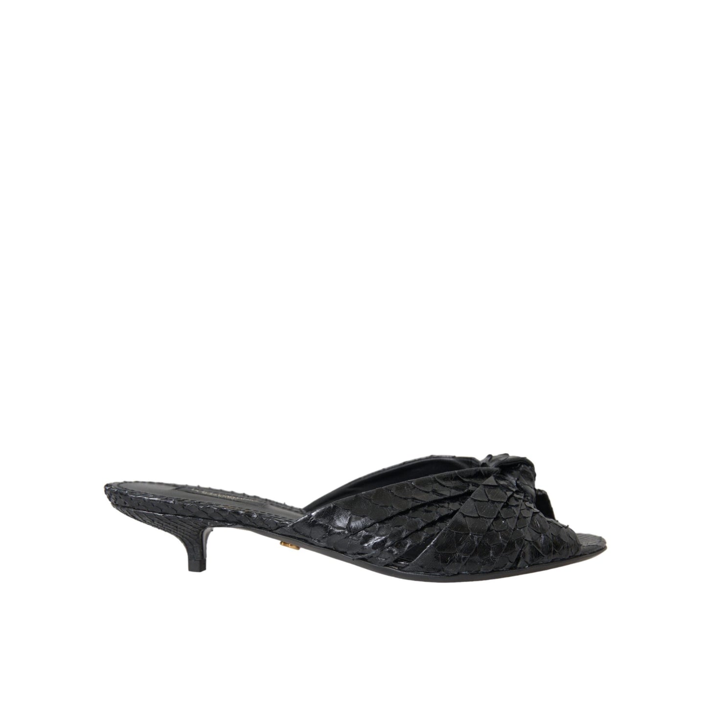 Dolce & Gabbana Black Exotic Leather Heels Slides Shoes