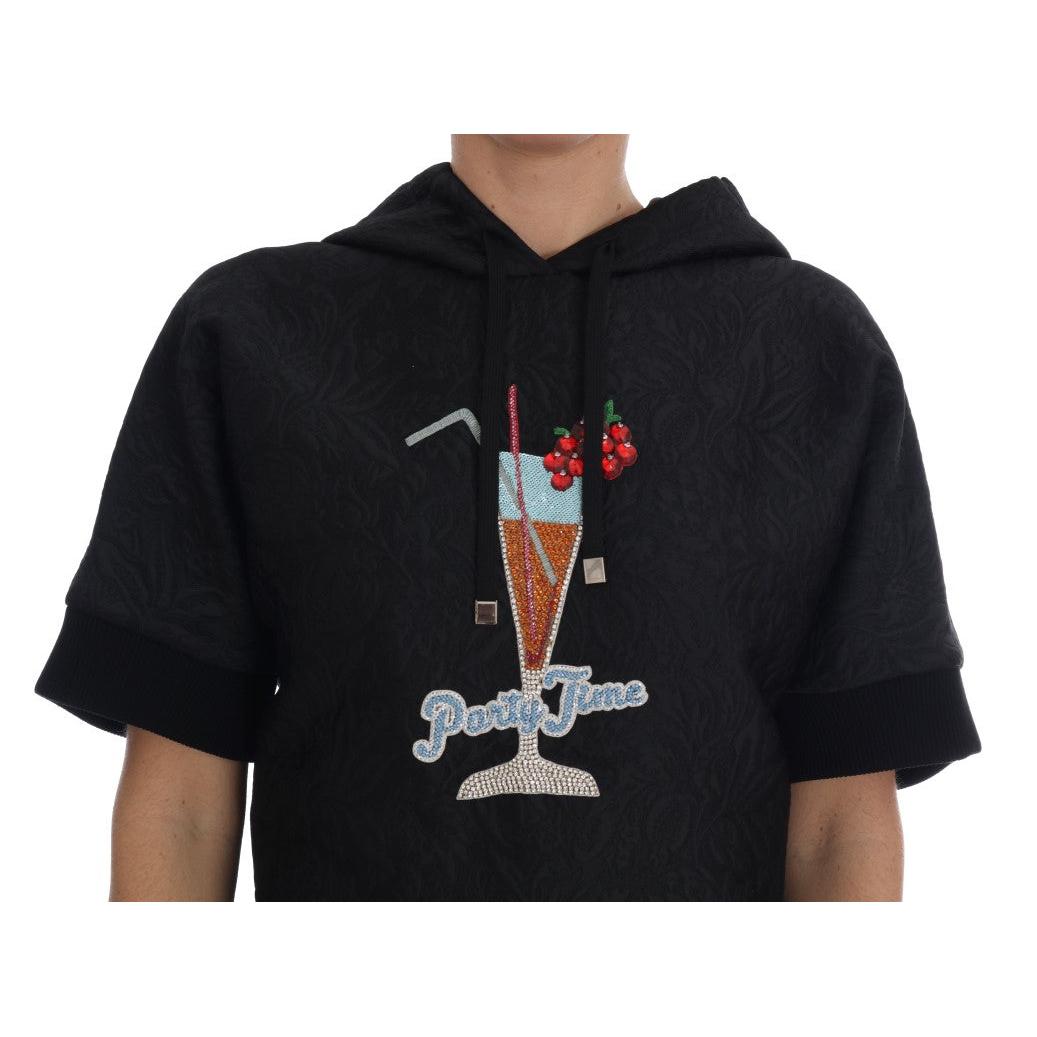 Dolce & Gabbana Black Fairy Tale Crystal Hooded Sweater