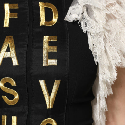 Dolce & Gabbana Black Fashion Devotion Embellish Mini Dress