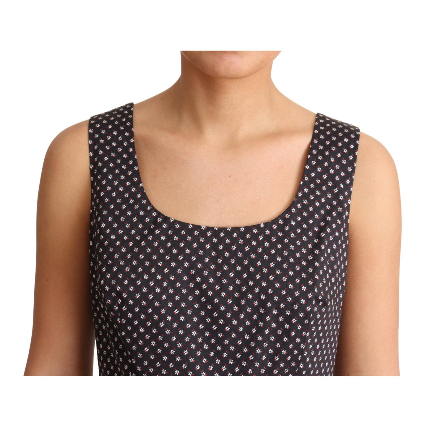 Dolce & Gabbana Black Floral Cotton A-Line Stretch Dress