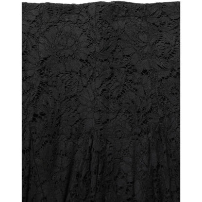 Dolce & Gabbana Black Floral Cut Out Lace A-line Mini Skirt